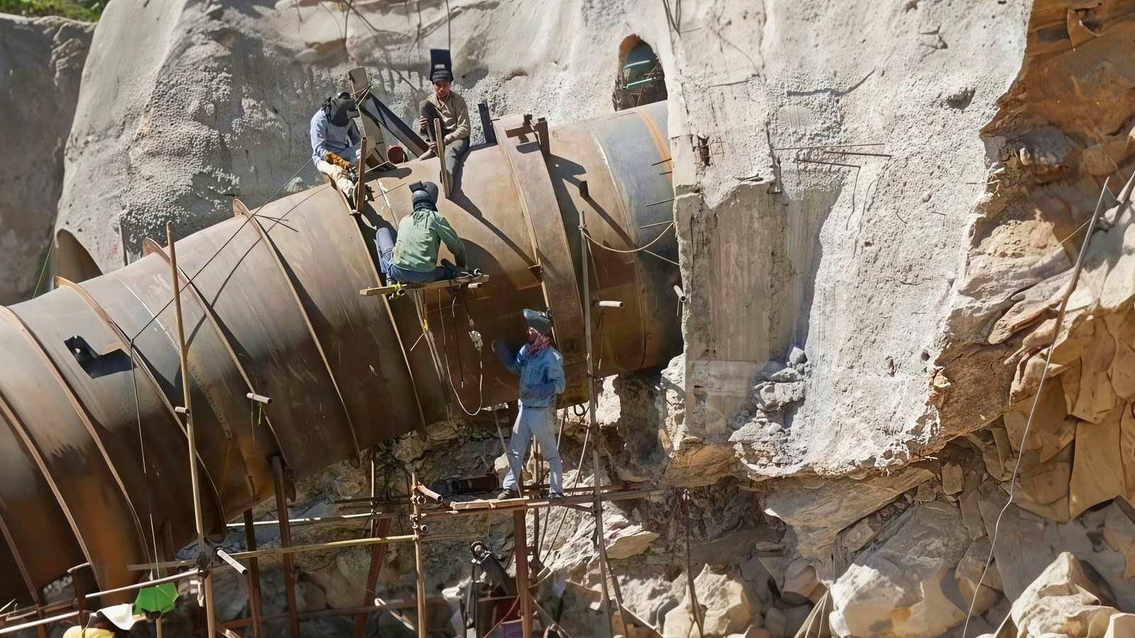 Pressure shaft under construction at the Jagran-II hydropower project